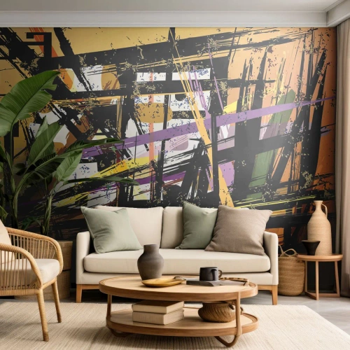 Papel de Parede Premium Canvas - Corte afiado - Abstração, Pedaço, Padrão Moderno - 450x315 cm