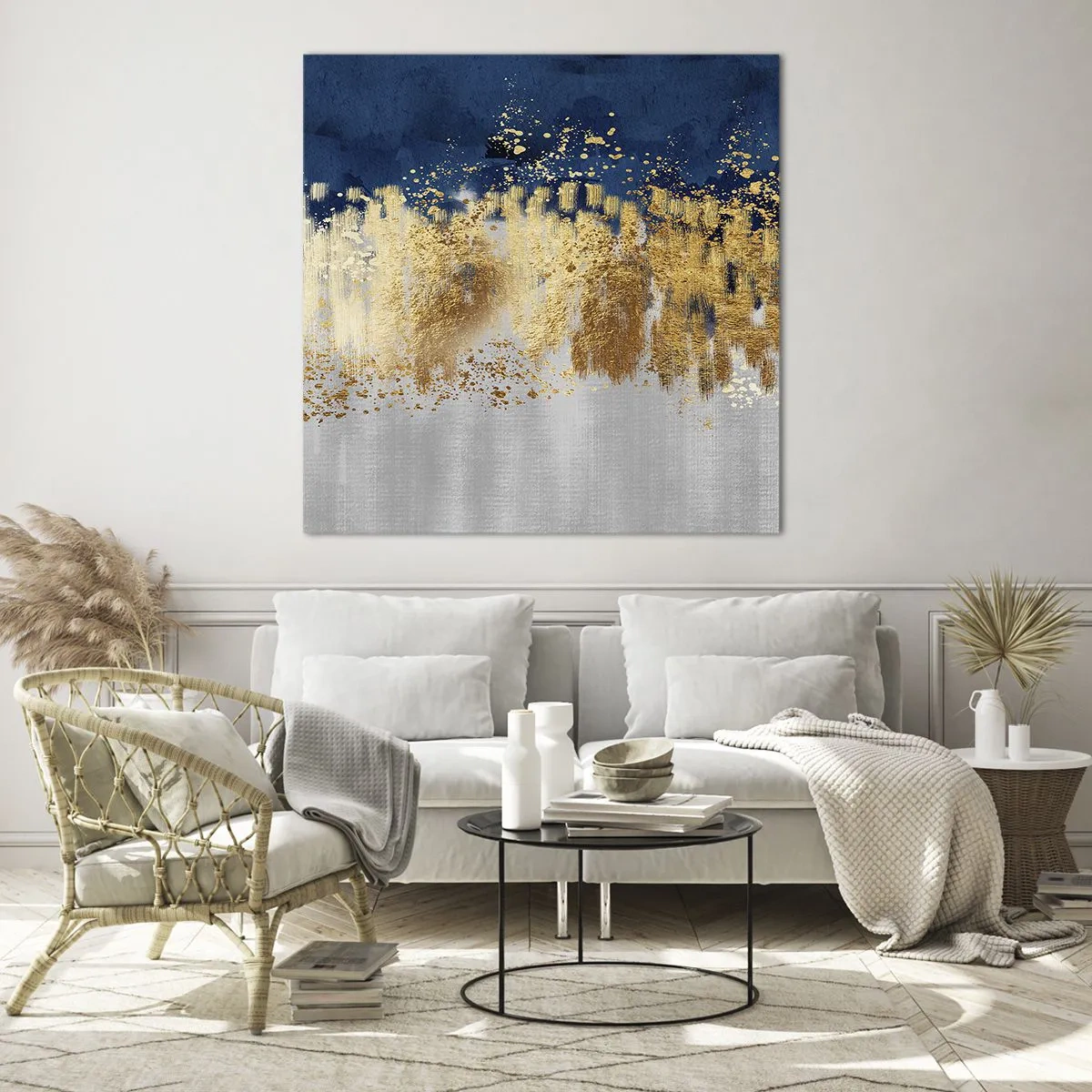 Quadro em vidro - Uma composição moderna com brilho - 40x40 cm