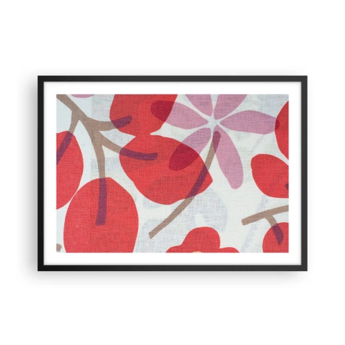 Pôster com moldura preta - Arranjo de flores em rosa - 70x50 cm