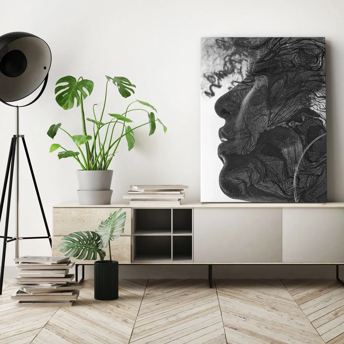 Quadro em tela - Entrelaçados em sonhos - 55x100 cm