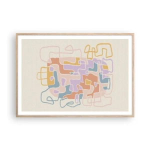 Pôster com moldura de carvalho claro - Labirinto – uma aventura alegre - 100x70 cm