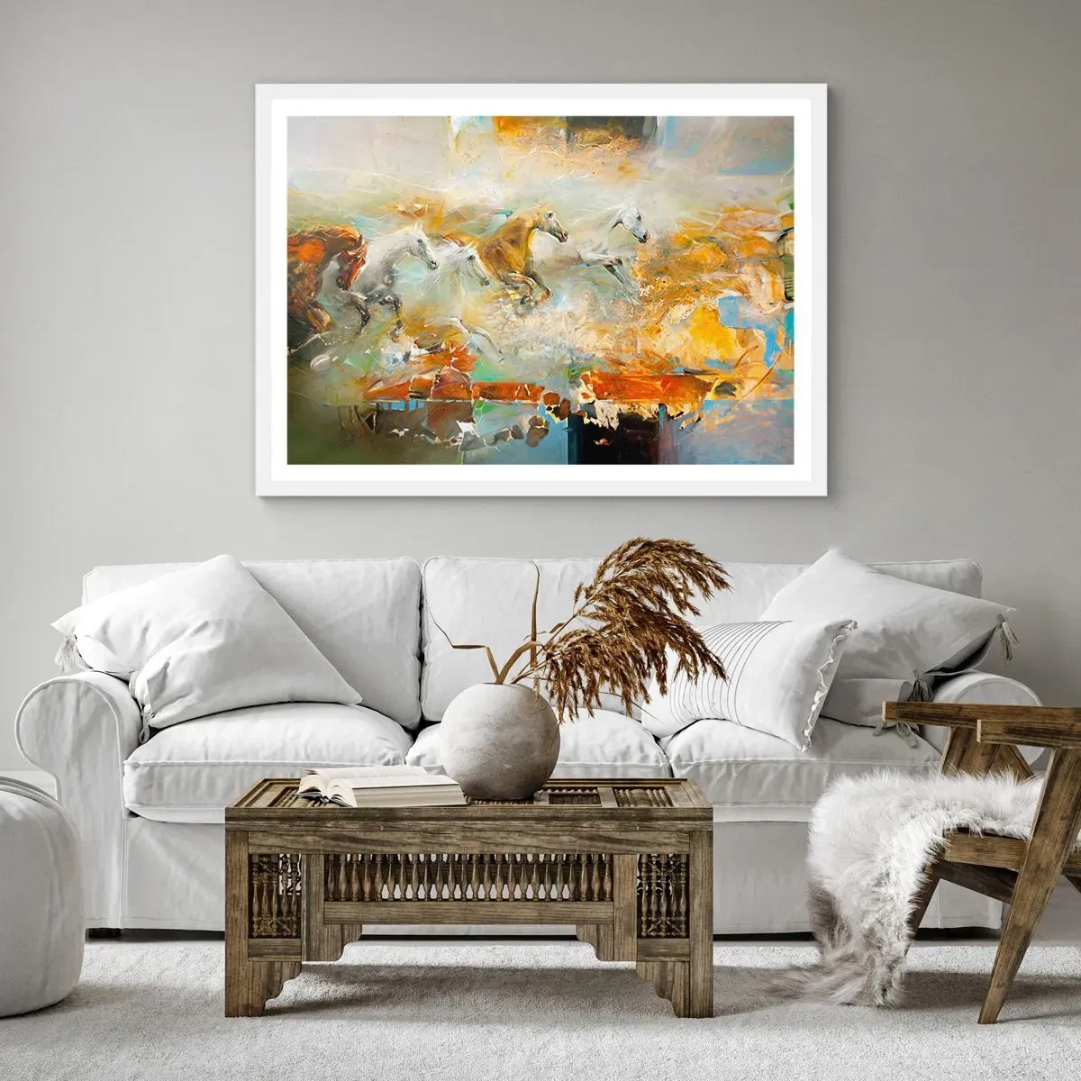 Pôster em moldura branca - A galope através da luz - 100x70 cm
