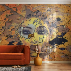 Papel de Parede Autocolante Deluxe Sticker - Beleza ensolarada - Abstração, Rosto de mulher, Olhos - 150x105 cm