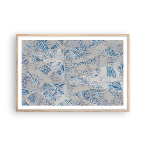 Pôster com moldura de carvalho claro - Em um labirinto azul e cinza - 91x61 cm