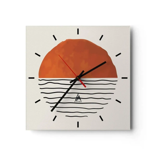 Relógio de parede - Relógio em vidro - No clima japonês - 30x30 cm