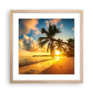 Pôster com moldura de carvalho claro - Um sonho caribenho - 40x40 cm