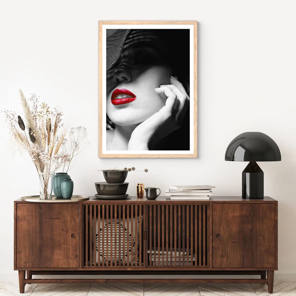 Pôster com moldura de carvalho claro - Um estudo em vermelho - 30x40 cm