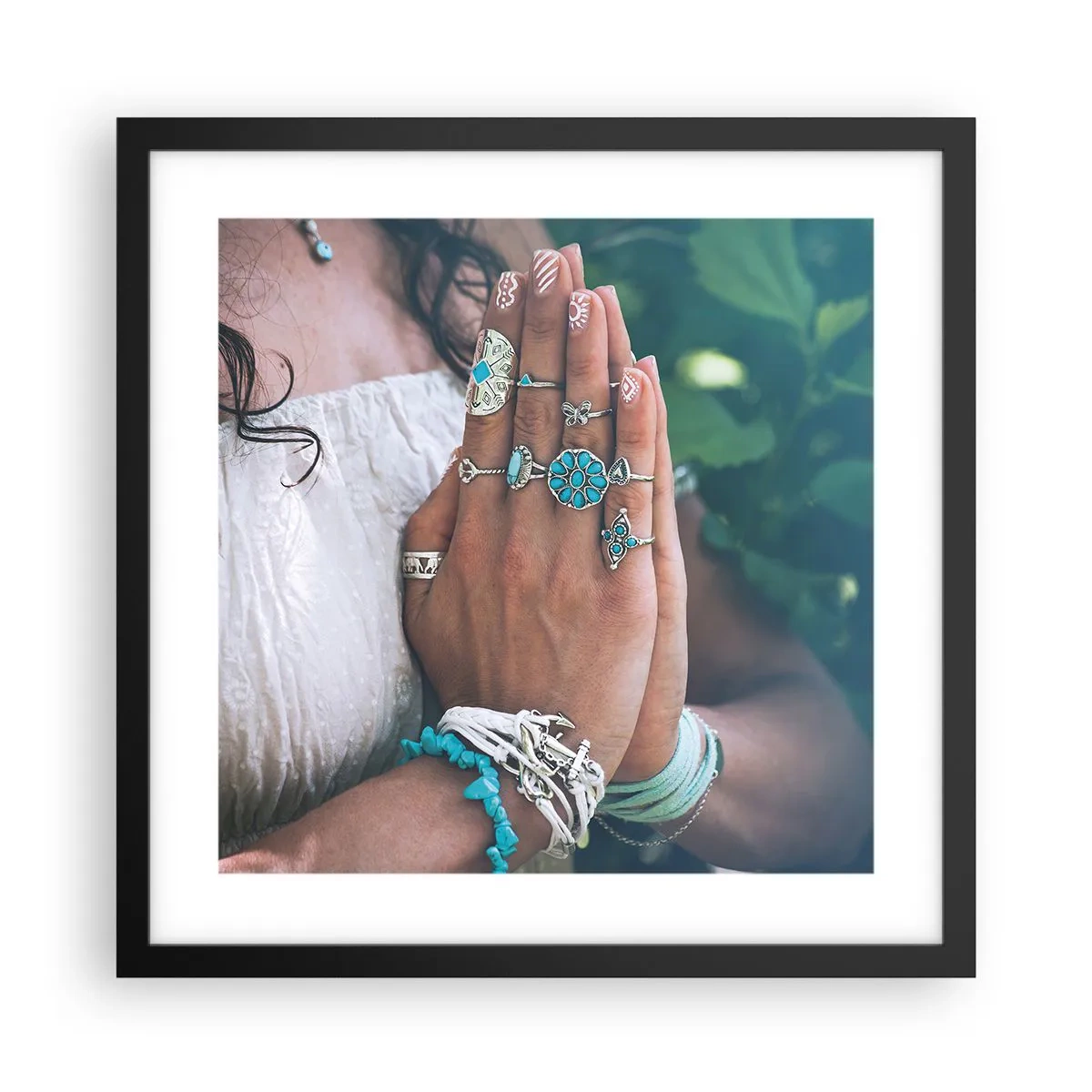 Pôster com moldura preta - Bem-vindo ao centro do ser - 40x40 cm