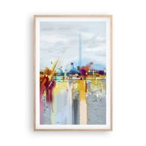 Pôster com moldura de carvalho claro - Ponte da alegria sobre o rio da vida - 61x91 cm