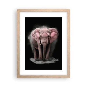Pôster com moldura de carvalho claro - Não pense em um elefante rosa! - 30x40 cm