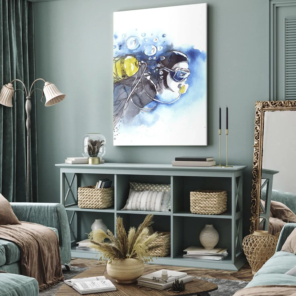 Quadro em tela - Azul Infinito - 50x70 cm