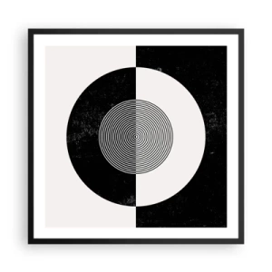 Pôster com moldura preta - Harmonia a preto e branco - 60x60 cm