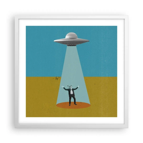 Pôster em moldura branca - Encontro próximo - 50x50 cm