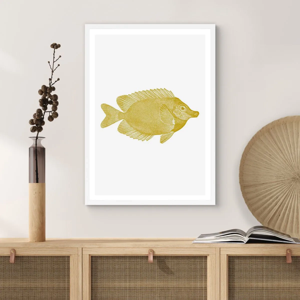 Pôster em moldura branca - Peixe e pronto - 70x100 cm