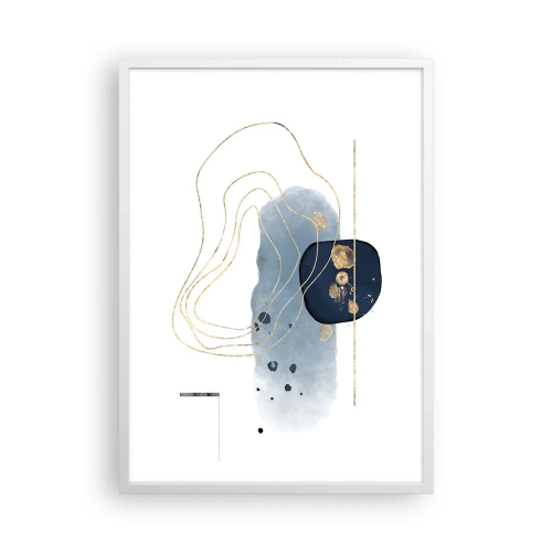 Pôster em moldura branca - Fantasia azul e dourada - 50x70 cm