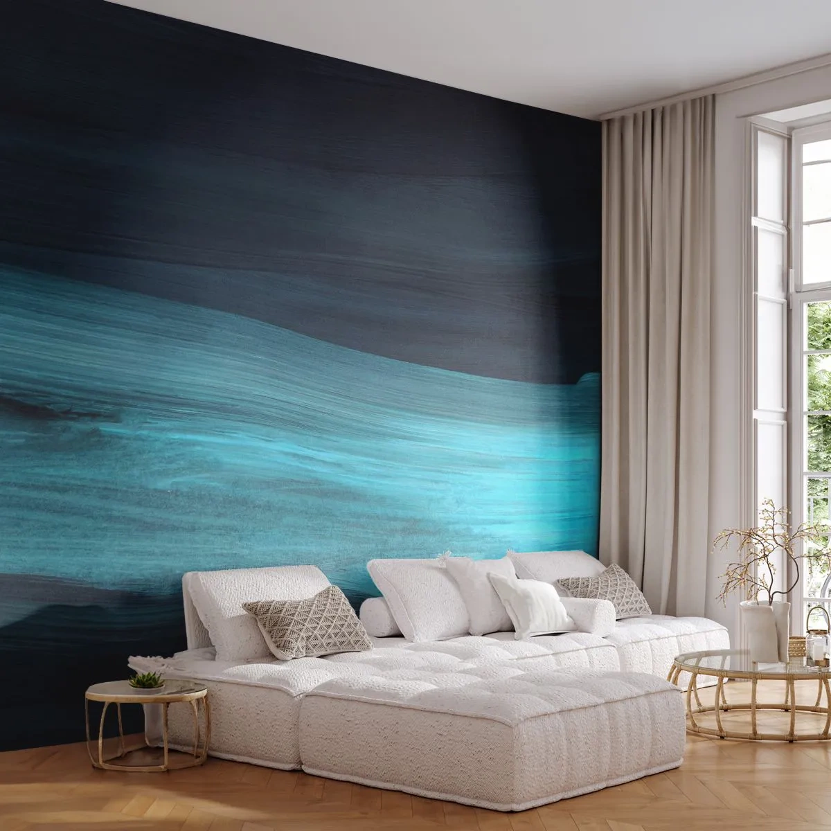 Papel de Parede Premium Canvas - Vá com o fluxo - Escuro, Pedaço, Abstração - 500x350 cm