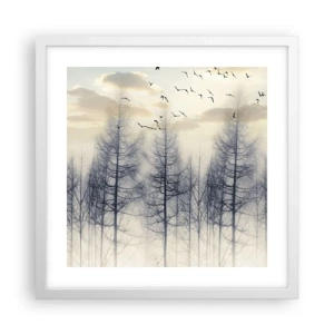 Pôster em moldura branca - Espíritos florestais - 40x40 cm