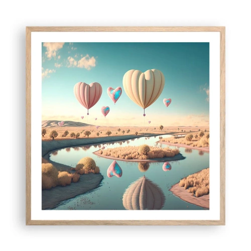Pôster com moldura de carvalho claro - O amor permite se reerguer - 60x60 cm