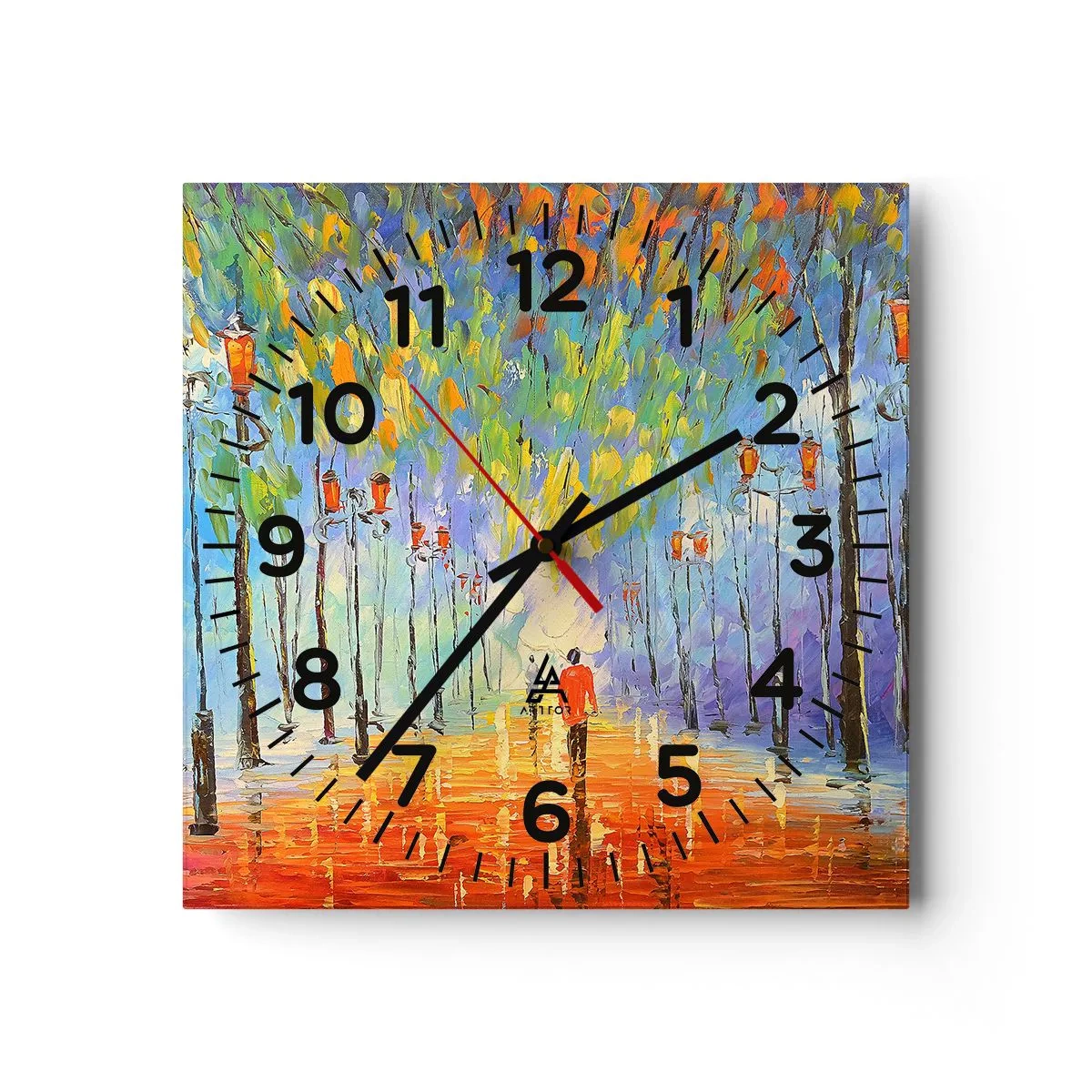 Relógio de parede - Relógio em vidro - Canto nocturno da chuva - 30x30 cm