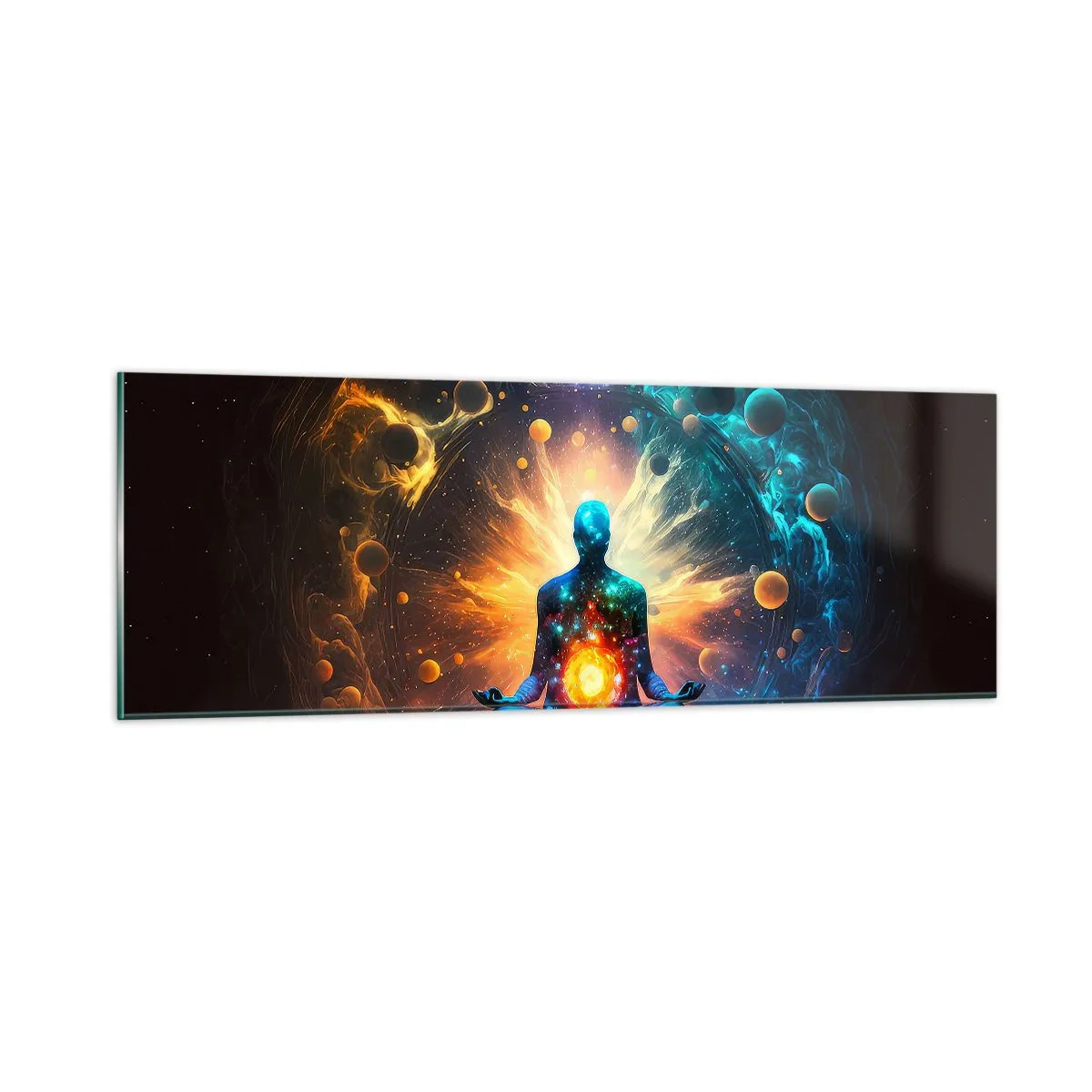 Quadro em vidro - Paz cósmica - 90x30 cm