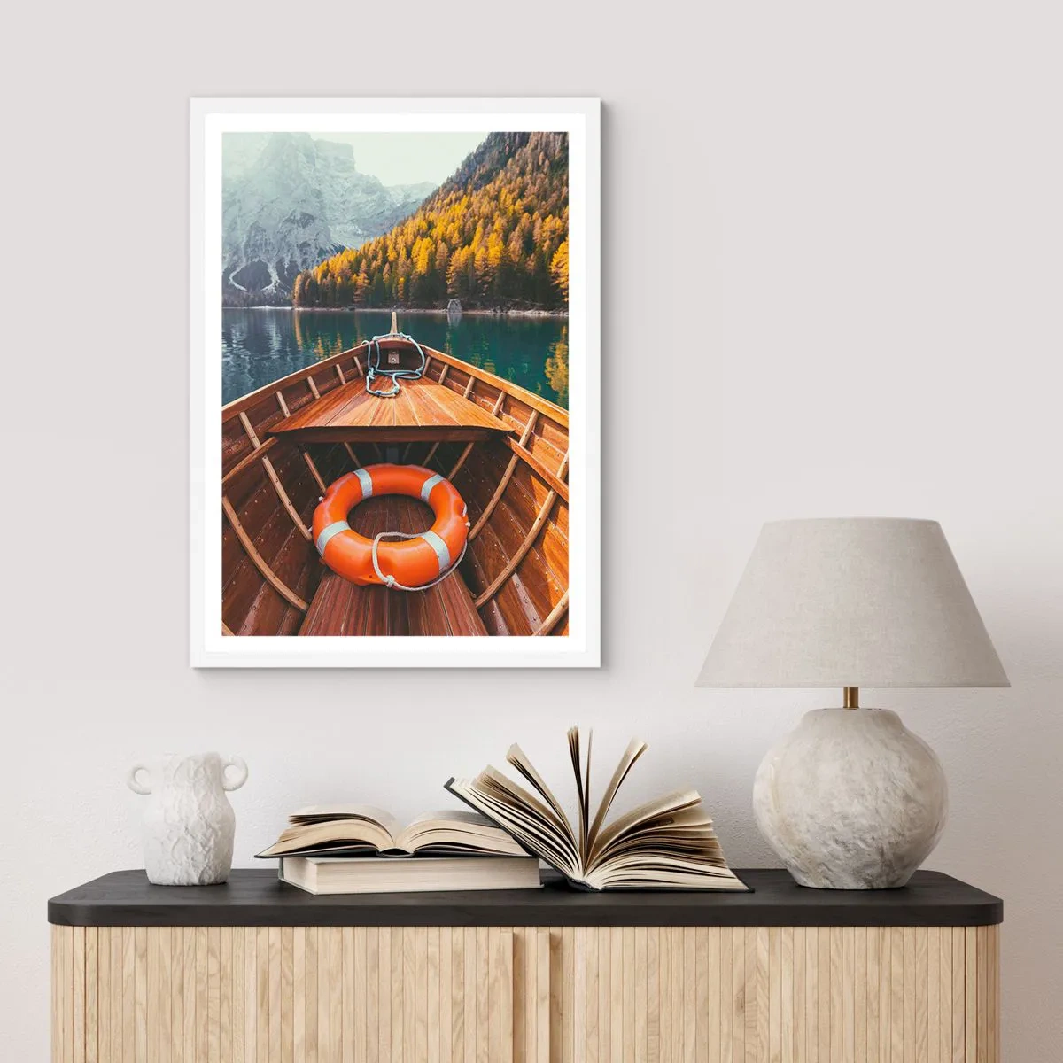 Pôster em moldura branca - Excursão na montanha - 70x100 cm