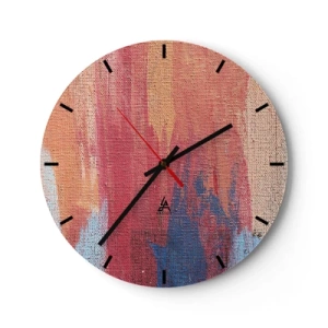 Relógio de parede - Relógio em vidro - Traços coloridos de tinta na textura da tela - 30x30cm - Flutuar pelo arco-íris - Decoração de parede moderna para a sala de estar, cozinha e quarto ARTTOR