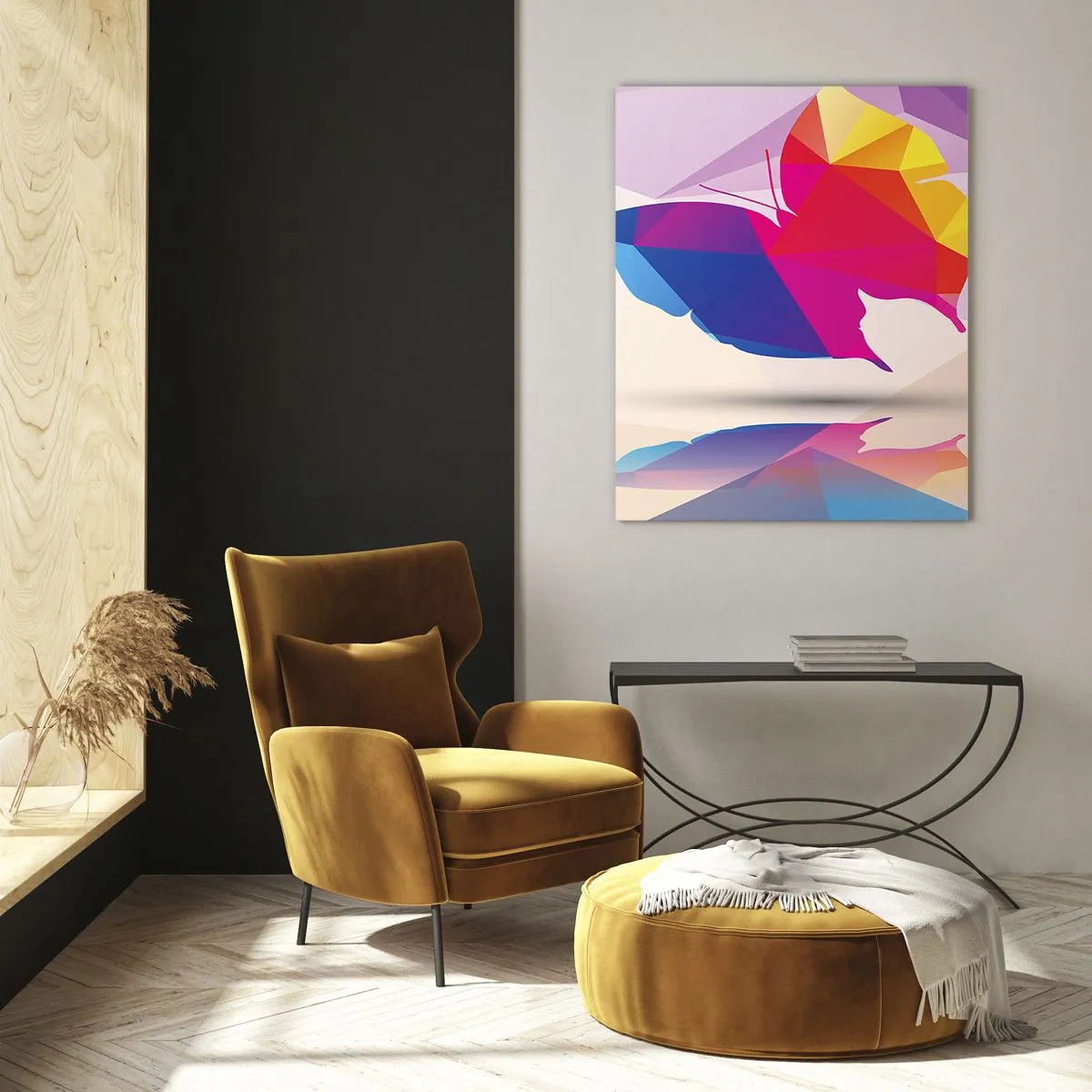 Quadro em vidro - Arco-íris borboleta - 50x70 cm