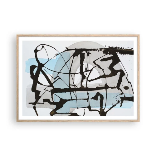 Pôster com moldura de carvalho claro - Azul mesmo assim - 100x70 cm