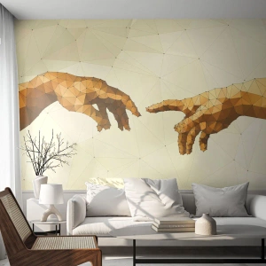 Papel de Parede Premium Sand - Geometria divina - Arte Moderna, Mãos, Pedaço - 100x70 cm