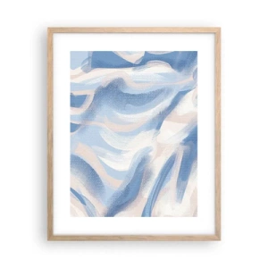 Pôster com moldura de carvalho claro - Ondas azuis - 40x50 cm