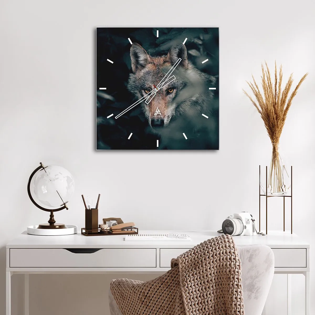 Relógio de parede - Relógio em vidro - Caçador - 40x40 cm