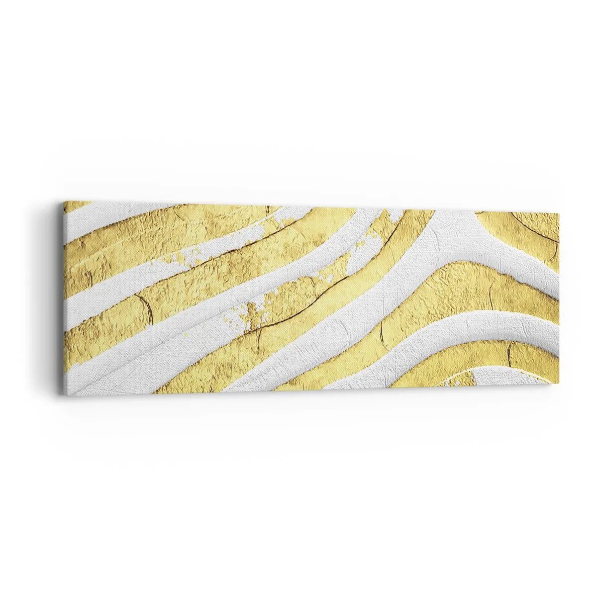 Quadro em tela - Composição a branco e ouro - 90x30 cm
