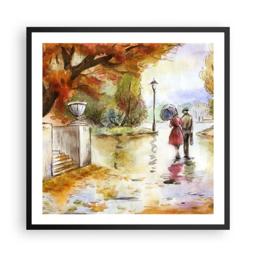 Pôster com moldura preta - Outono romântico no parque - 60x60 cm