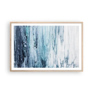 Pôster com moldura de carvalho claro - Estalactites em azul - 91x61 cm