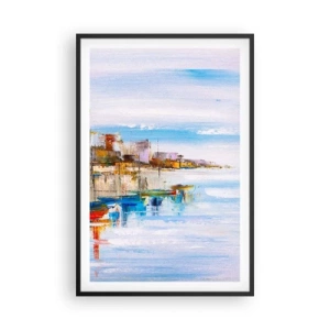 Pôster com moldura preta - Um refúgio urbano multicolorido - 61x91 cm