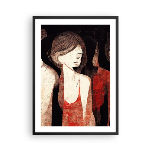 Pôster com moldura preta - Ilustração abstrata de uma figura em vermelho e preto - 50x70cm - Madonas das trevas - Decoração de parede moderna para a sala de estar e quarto ARTTOR