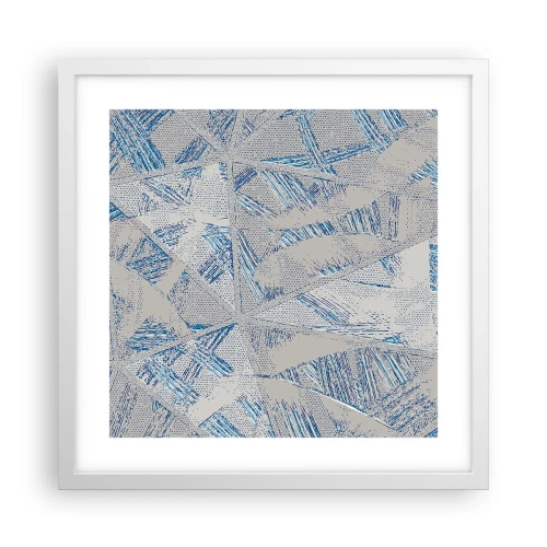 Pôster em moldura branca - Em um labirinto azul e cinza - 40x40 cm