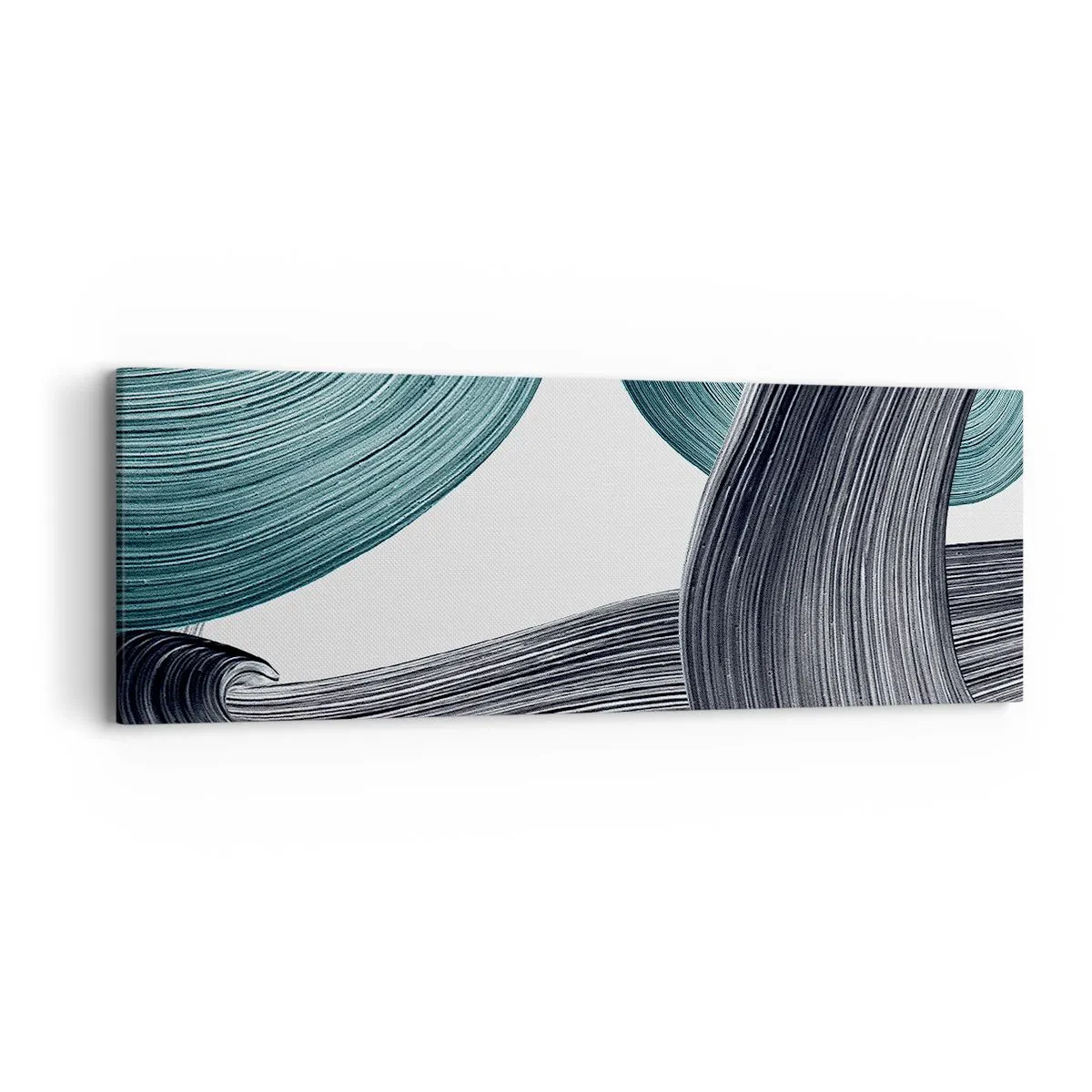 Quadro em tela - Trilhas esmeralda e preta - 90x30 cm