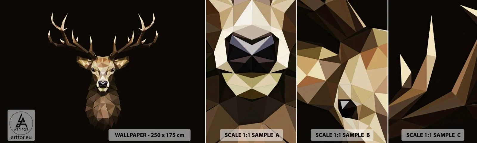 Amostra de Papel de Parede Standard Eco - Veado cubista - Animais, Cervo, Gráficos - 100x30 cm