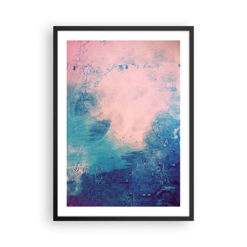 Pôster com moldura preta - Composição abstrata em tons de azul e rosa - 50x70cm - Abraço azul - Decoração de parede moderna para a sala de estar e quarto ARTTOR