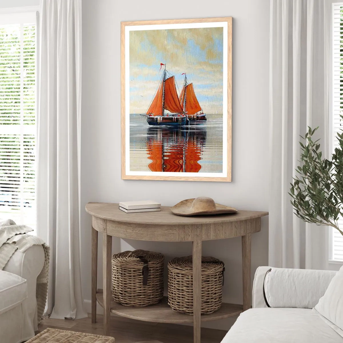 Pôster com moldura de carvalho claro - A velejar, marujo… - 70x100 cm