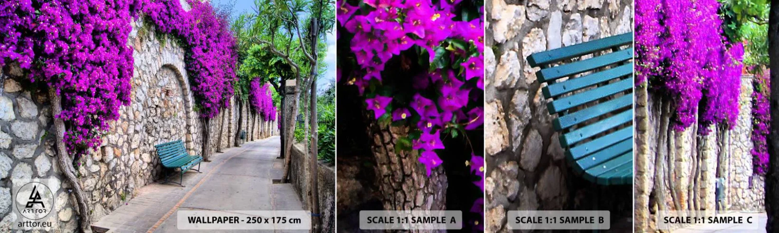 Amostra de Papel de Parede Standard Eco - Vamos encontrar-nos o mais depressa possível - Cidade, Flores, Itália - 100x30 cm