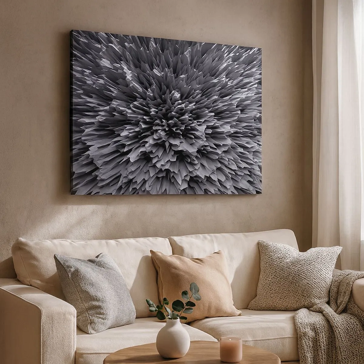 Quadro em tela - Estrutura abstrata em tons de cinza - 70x50cm - Não pode ficar mais difícil do que isso - Decoração de parede moderna para a sala de estar e quarto ARTTOR