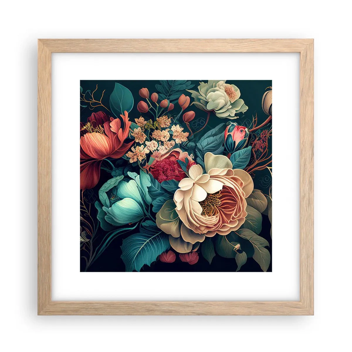 Pôster com moldura de carvalho claro - Charme do século 19 - 30x30 cm