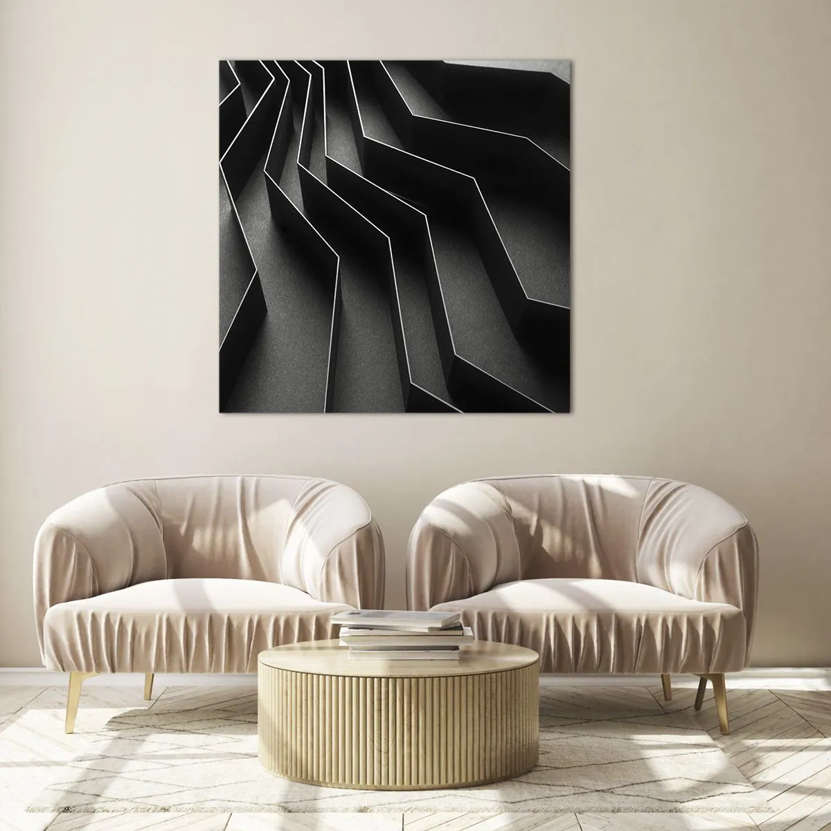 Quadro em vidro - Ordem espacial - 40x40 cm