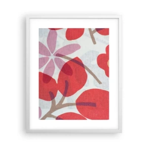 Pôster em moldura branca - Arranjo de flores em rosa - 40x50 cm