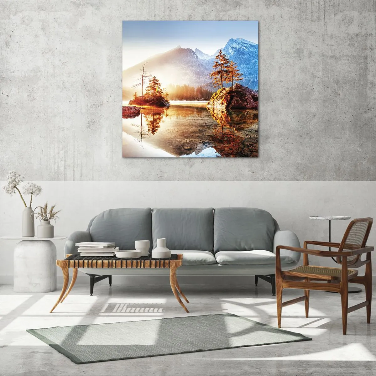 Quadro em vidro - A natureza sob uma nova luz - 60x60 cm