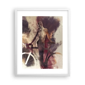 Pôster em moldura branca - Uma alma de bicicleta em formas de mármore - 40x50 cm