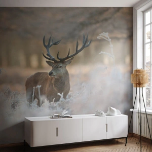 Papel de Parede Premium Canvas - Uma manhã fresca - Paisagem, Cervo, Animais - 100x70 cm