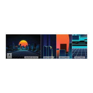 Amostra de papel de parede autocolante Deluxe Sticker - Ainda quer ir para o mundo real? - Abstração, Cidade, Sol - 100x30 cm